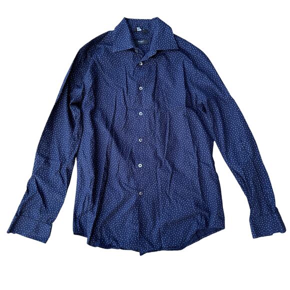 Paul Smith London The Byard Heart Print Dress Shirt in Navy Size 15/38 - Picture 1 of 5